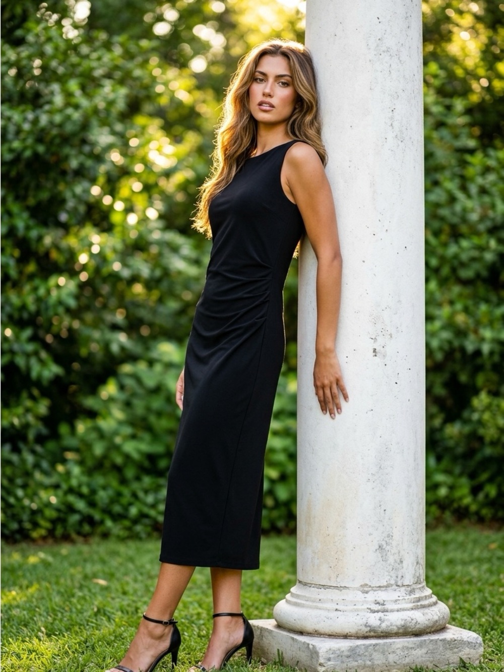 NWT WHBM Chic Black Midi Dress
